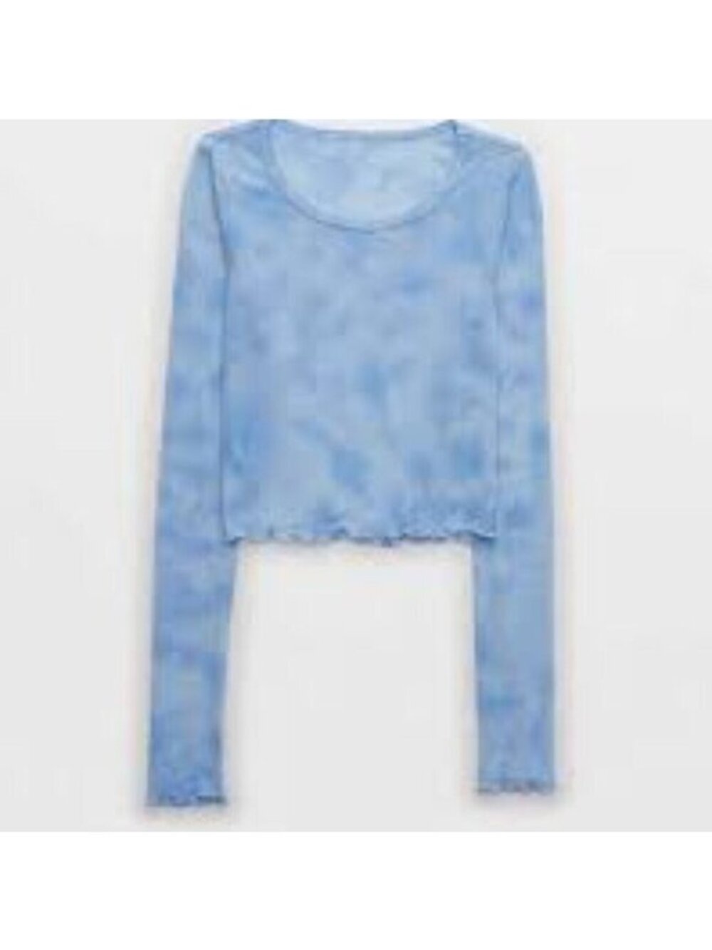 Aerie Magic Mesh Top Womens M Blue White Long Sleeve Cropped Y2K Vibe NWTs